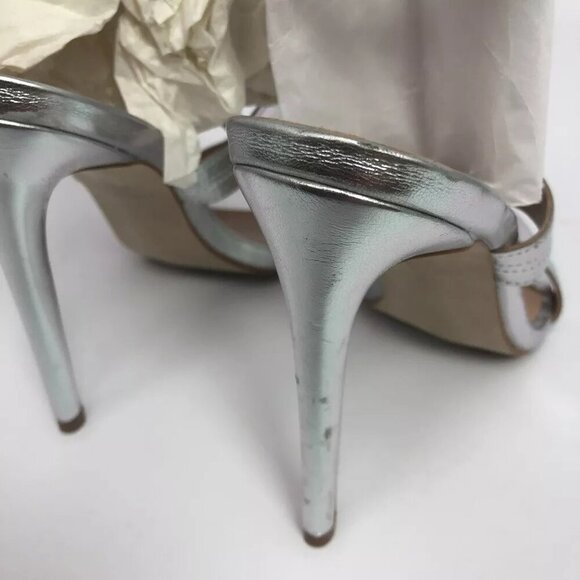 Steve Madden Womens Sidney Dress Sandals Silver Leather 8.5M - Picture 4 of 8